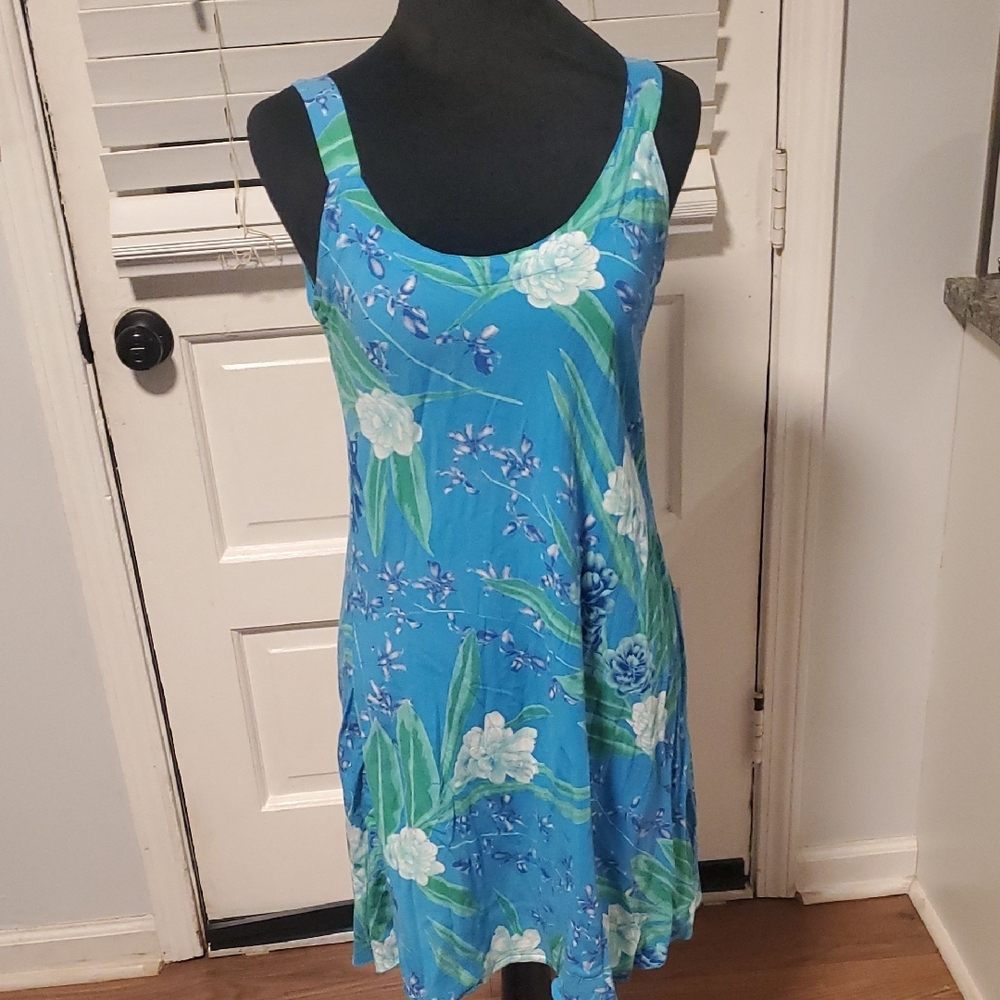 Rainbow Jo Floral Blue Sleeveless Dress